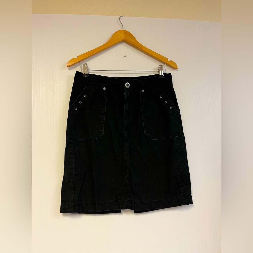 Point Zero Black Utility Mini Skirt – Size 7/8 Y2K grunge goth